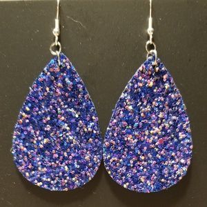 Blue & Purple Faux Leather Earrings